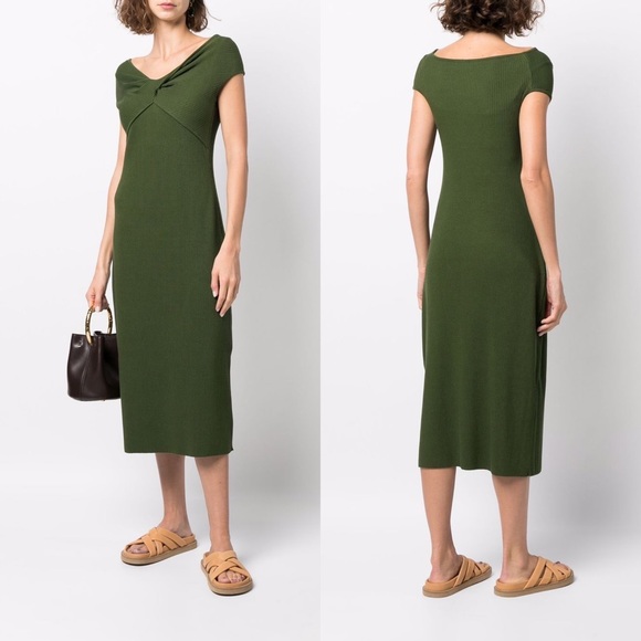 Vince | Ribbed Twist Dress in Green Small - Picture 9 of 9